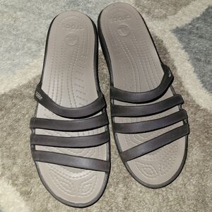 Crocs Rhonda Wedge Slide On Sandals 14706 Brown Taupe Women’s Size 8